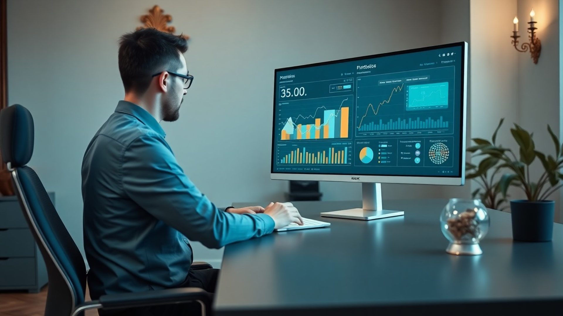 SEO specialista analyzuje data v přehledné kanceláři v Brně